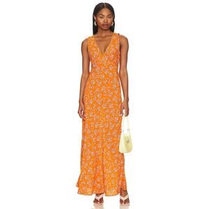 Faithfull the Brand Orange Floral Maxi Dress